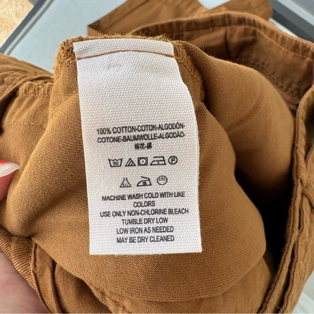 Free People High Waisted 90s Peg baggy tie Pants - yellow brown - Size 10